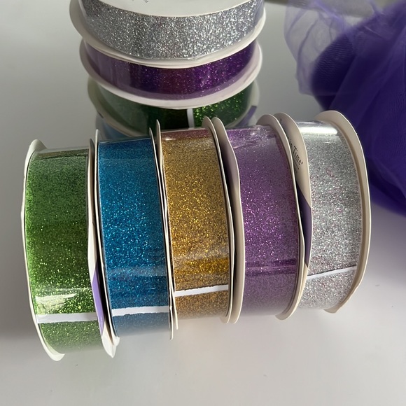 5 pcs Adhesive Glitter Ribbon Tape 6.6 ft x 0.9" in (2m x 2.2 cm) / Roll - Picture 1 of 8